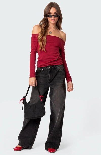 Edikted Baldwin Off The Shoulder Top In Burgundy