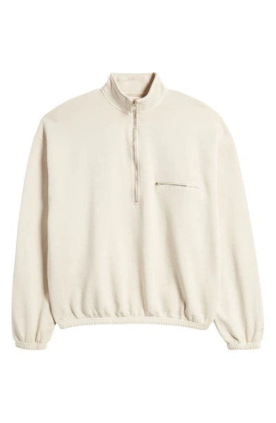 Shop Checks Half Zip French Terry Pullover In Biscuit