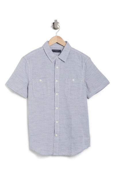 Shop Lucky Brand Mason Short Sleeve Stretch Cotton Button-up Shirt In Chambray Blue