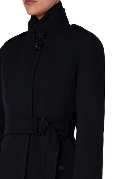 Akris Punto Wool Tricotine Trench Coat In Black 009