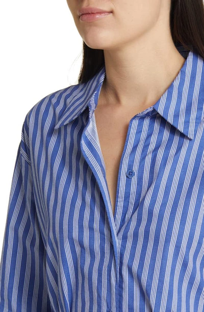 Shop Du Paradis Stripe Long Sleeve Cotton Shirtdress In Marine Stripes