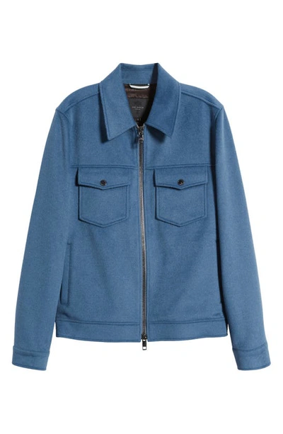 Shop Ted Baker Somerss Wool Blend Trucker Jacket In Mid Blue