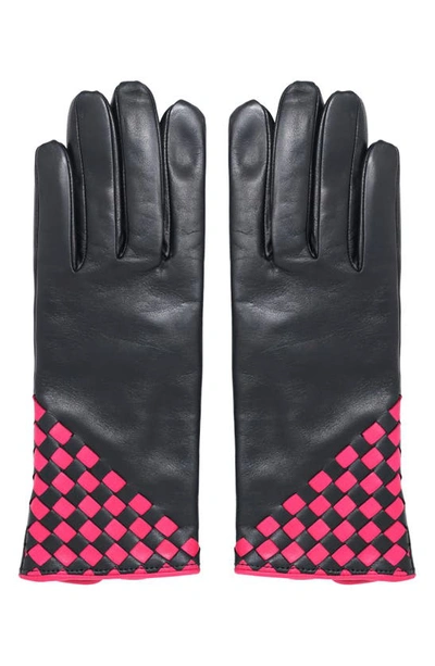 Shop Nicoletta Rosi Cashmere Lined Leather Gloves In Black