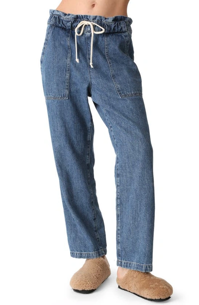 Shop Electric & Rose Drawstring Denim Pants In Medium Denim Blue