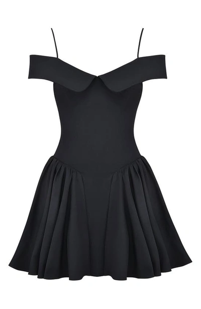 House Of Cb Elida Off The Shoulder Minidress In Black