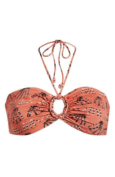 Shop Ulla Johnson Flynn Abstract Print Halter Neck Bikini Top In Rosa