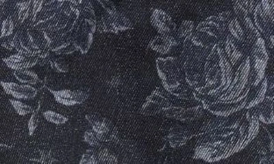 Shop Lela Rose Floral Long Sleeve Cotton Blend Dress In Navy