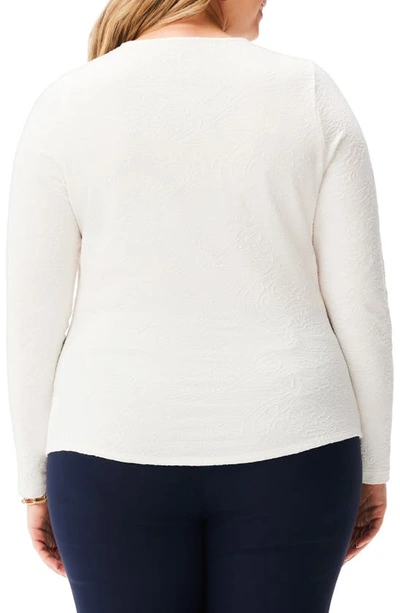 Nic + Zoe Textured Twist Front Knit Top In Cream