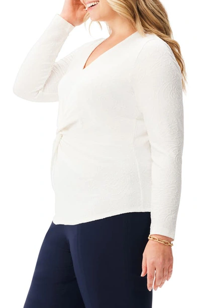 Nic + Zoe Textured Twist Front Knit Top In Cream