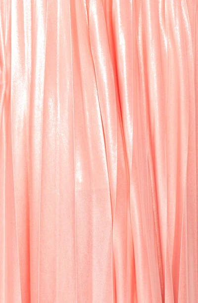 Shop Buxom Couture Metallic Pleated Flutter Sleeve Maxi Dress In Metallic Peach