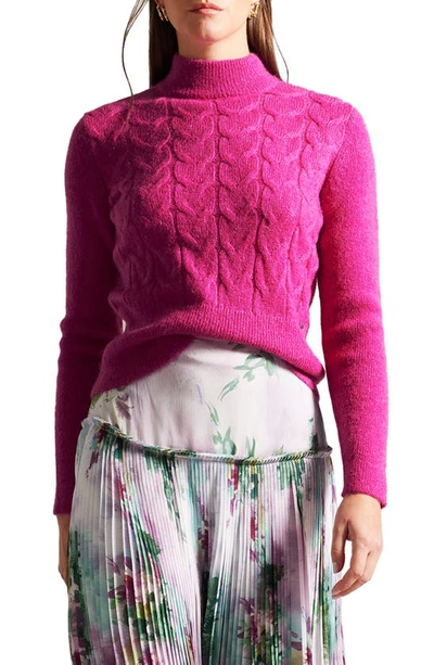 Shop Ted Baker Veolaa Cable Knit Sweater In Bright Pink