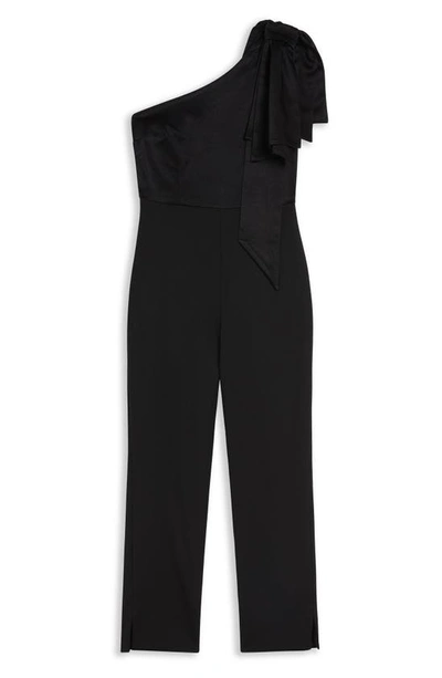 Shop Ted Baker Orliie One-shoulder Bow Jumpsuit In Black