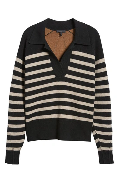 Shop Rag & Bone Bridget Stripe Polo Sweater In Black Multi