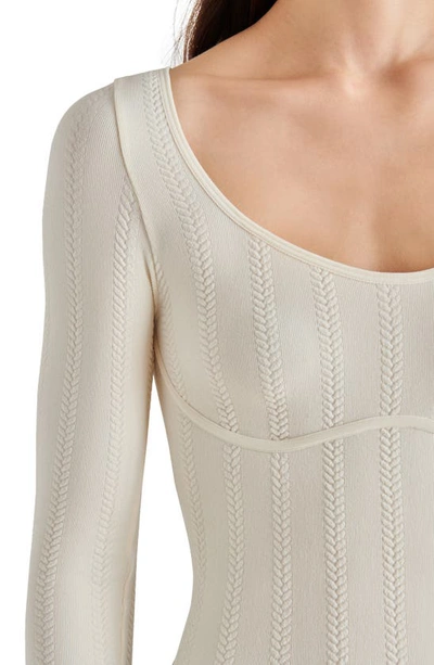 Shop Steve Madden Serent Cable Knit Bodysuit In Cream