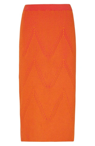 Shop Milly Rib Midi Sweater Skirt In Pink/ Coral