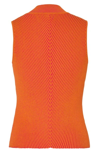 Shop Milly Rib Sleeveless Knit Top In Pink/ Coral