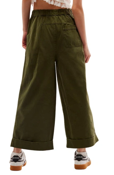 Free People After Love Roll Cuff Wide Leg Pants In Moss Song