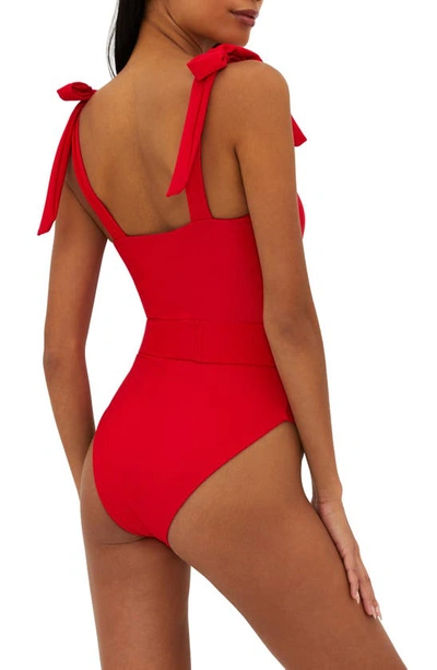 Shop Beach Riot Sydney Belted One-piece Swimsuit In Red
