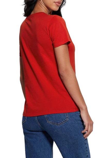 Shop Guess Lace Logo Organic Cotton Graphic T-shirt In Red