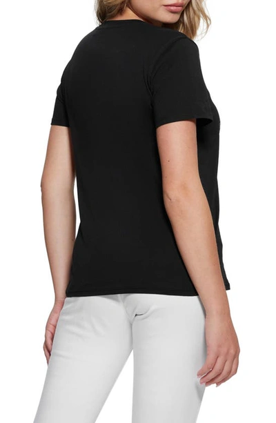 Shop Guess Lace Logo Organic Cotton Graphic T-shirt In Black