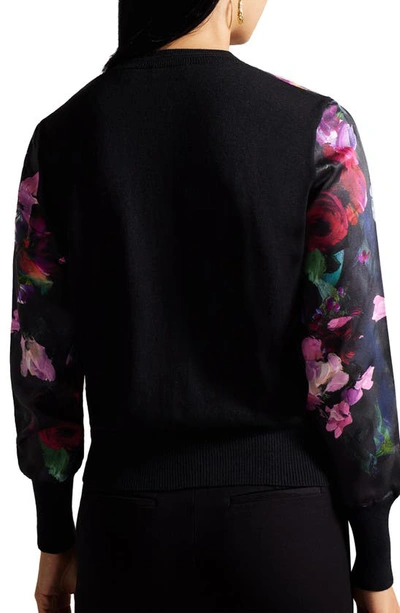 Shop Ted Baker Abbalee Floral Cardigan In Black