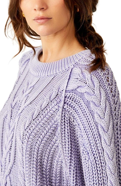 Shop Free People Frankie Cable Cotton Sweater In Heavenly Lavender