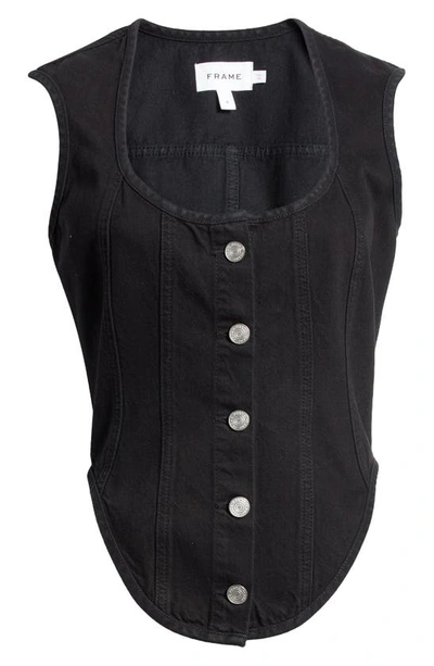 Shop Frame The Seamed Denim Corset Top In Scorpio