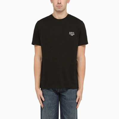 Shop Apc A.p.c. Black T Shirt With Contrasting Logo Lettering