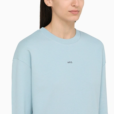 Shop Apc A.p.c. Light Blue Cotton Sweatshirt With Logo