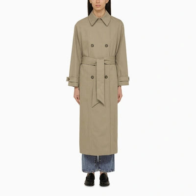 Shop Apc A.p.c. Louise Beige Double Breasted Trench Coat With Belt