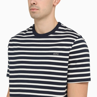 Shop Apc A.p.c. Striped T Shirt With Logo Inscription