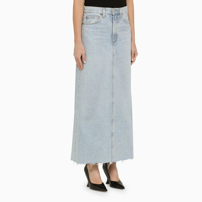 Shop Agolde Blue Denim Long Skirt