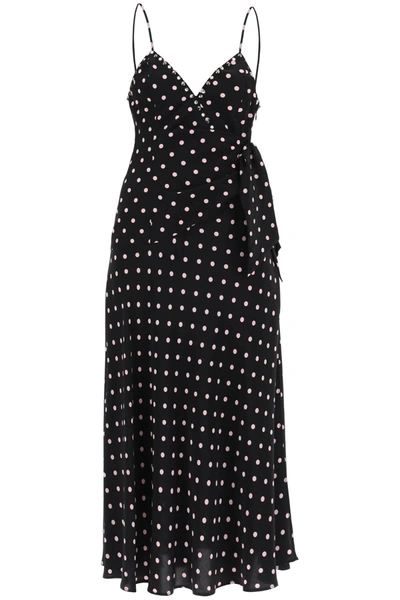 Shop Alessandra Rich Polka Dot Slip Dress With Studs And Rhinestones