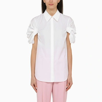 Shop Alexander Mcqueen Alexander Mc Queen Short Sleeved Cotton White Shirt With Detailing