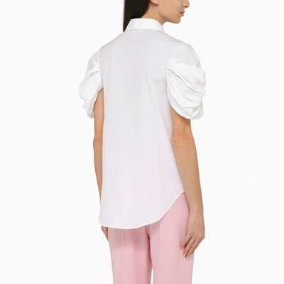 Shop Alexander Mcqueen Alexander Mc Queen Short Sleeved Cotton White Shirt With Detailing