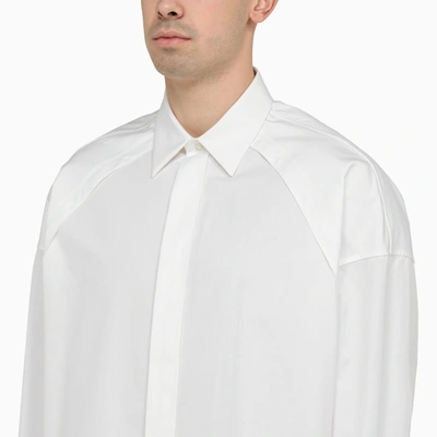 Shop Alexander Mcqueen Alexander Mc Queen White Cotton Shirt With Ribbed Cuffs