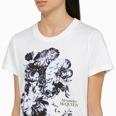 Shop Alexander Mcqueen Alexander Mc Queen White Printed T Shirt With Logo