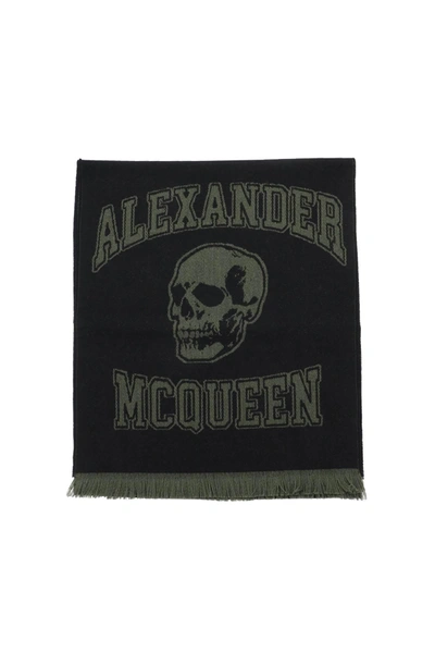 Shop Alexander Mcqueen Varsity Logo Wool Scarf