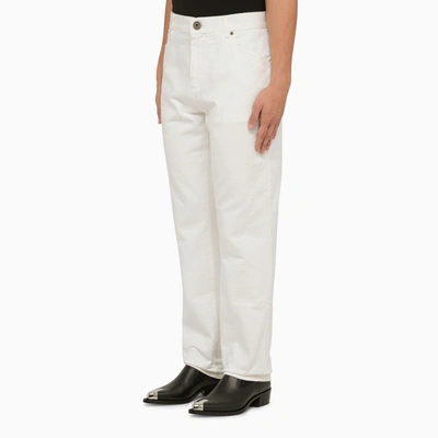 Shop Balmain Regular White Cotton Trousers