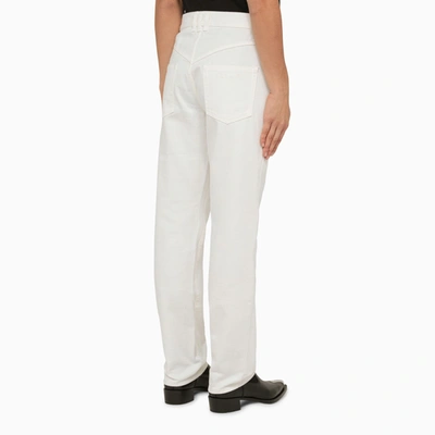 Shop Balmain Regular White Cotton Trousers