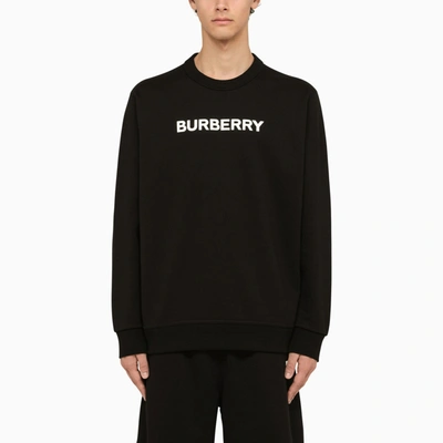 Shop Burberry Black Crewneck Sweatshirt With Logo