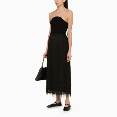 Shop By Malene Birger Black Long Skirt With Frayed Effect