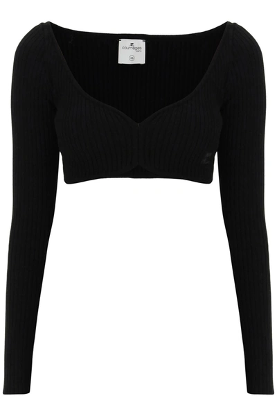 Shop Courrèges Courreges Ribbed Cropped Sweater