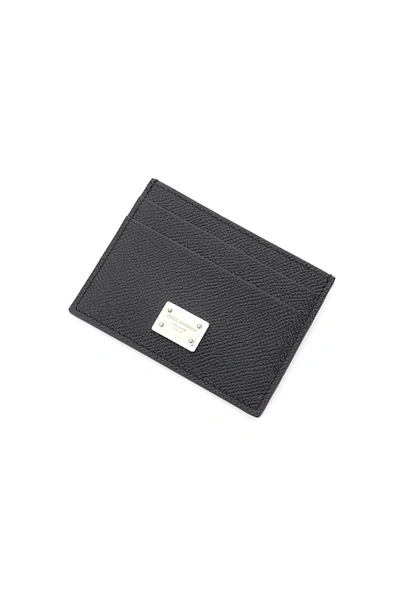Shop Dolce & Gabbana Leather Card Holder With Logo Plaque
