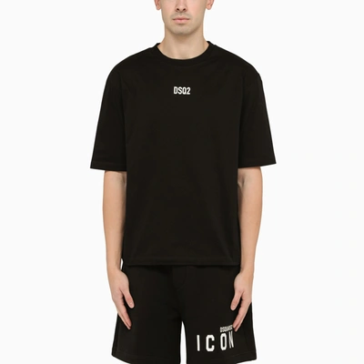 Shop Dsquared2 Black Crewneck T Shirt With Logo Print