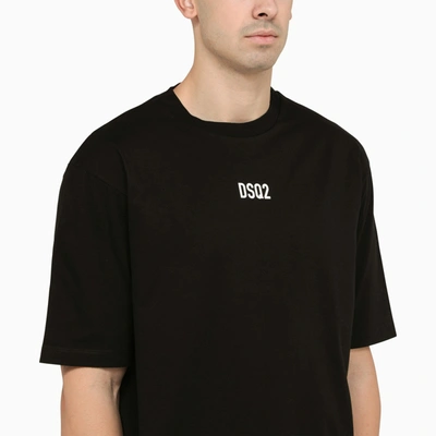 Shop Dsquared2 Black Crewneck T Shirt With Logo Print