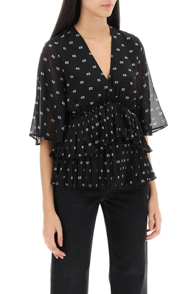 Shop Ganni Butterfly Pleated Blouse