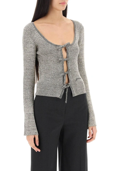 Shop Ganni Lurex Knit Cardigan