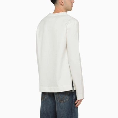 Shop Jil Sander White Cotton Crew Neck Sweater
