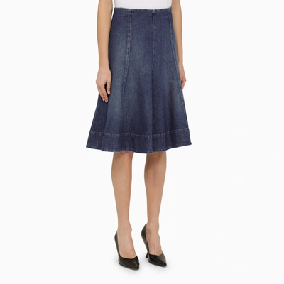 Shop Khaite The Lennox Blue Denim Skirt